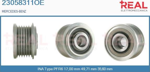 REAL 23058311OE - Pulley, alternator, freewheel clutch www.autospares.lv