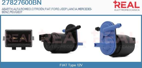 REAL 27827600BN - Water Pump, window cleaning www.autospares.lv