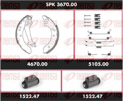 Remsa SPK 3670.00 - Bremžu loku komplekts www.autospares.lv