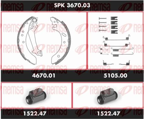 Remsa SPK 3670.03 - Bremžu loku komplekts www.autospares.lv