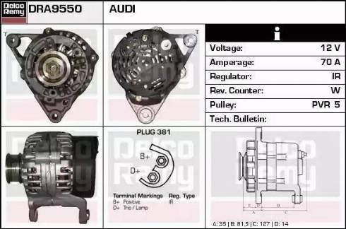 Remy DRA9550 - Генератор www.autospares.lv