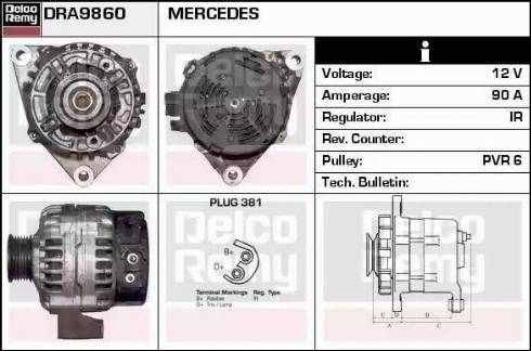 Remy DRA9860 - Генератор www.autospares.lv