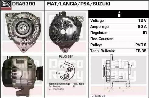 Remy DRA9300 - Генератор www.autospares.lv