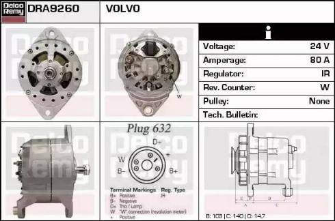 Remy DRA9260 - Генератор www.autospares.lv