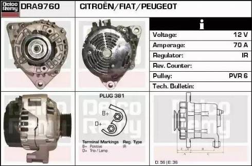 Remy DRA9760 - Генератор www.autospares.lv