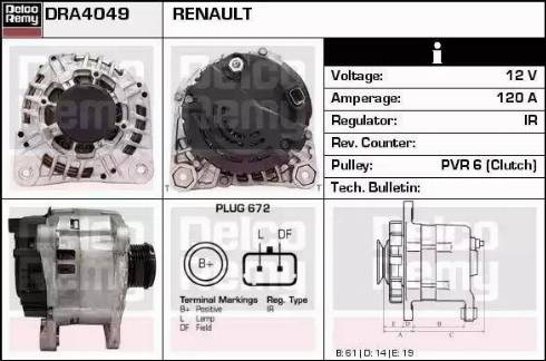 Remy DRA4049 - Генератор www.autospares.lv