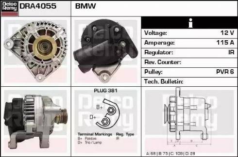 Remy DRA4055 - Генератор www.autospares.lv