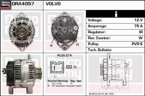 Remy DRA4057 - Генератор www.autospares.lv