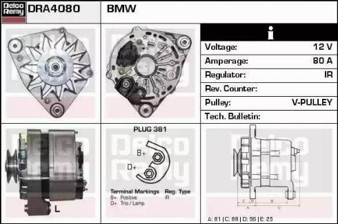 Remy DRA4080 - Генератор www.autospares.lv