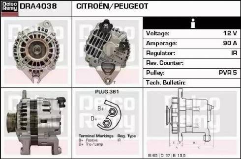 Remy DRA4038 - Генератор www.autospares.lv