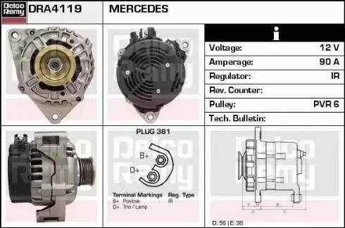 Remy DRA4119 - Генератор www.autospares.lv