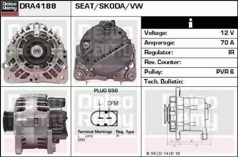 Remy DRA4188 - Генератор www.autospares.lv