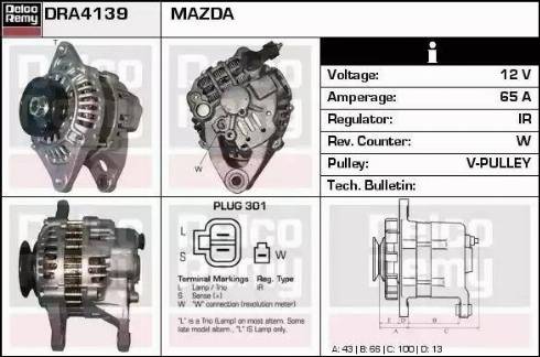 Remy DRA4139 - Генератор www.autospares.lv