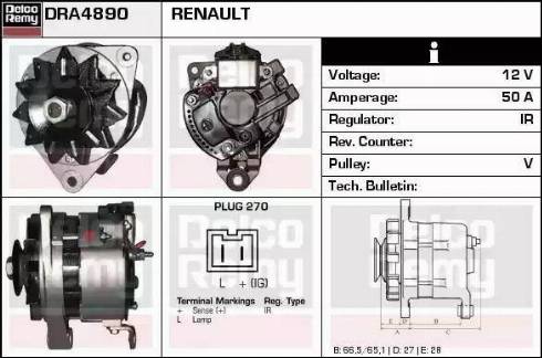 Remy DRA4890 - Генератор www.autospares.lv