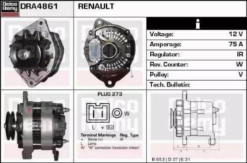 Remy DRA4861 - Alternator www.autospares.lv