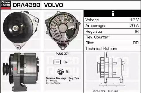 Remy DRA4380 - Генератор www.autospares.lv