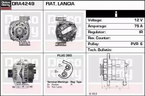 Remy DRA4249 - Генератор www.autospares.lv