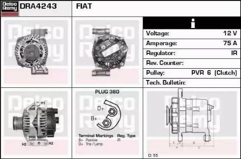 Remy DRA4243 - Генератор www.autospares.lv