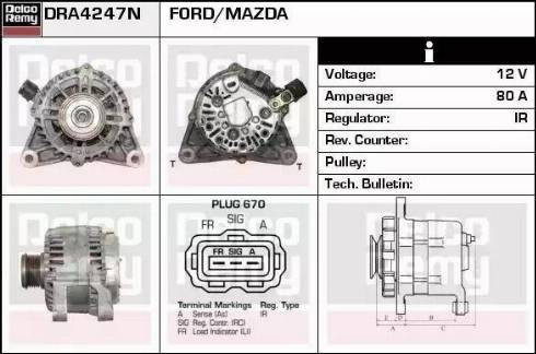 Remy DRA4247N - Генератор www.autospares.lv