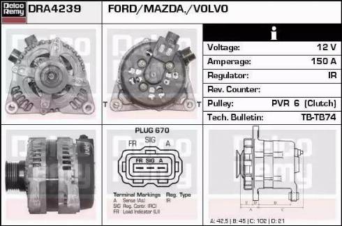 Remy DRA4239 - Alternator www.autospares.lv