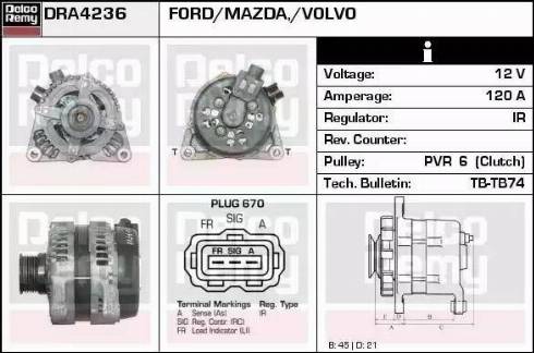 Remy DRA4236 - Генератор www.autospares.lv