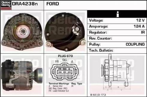 Remy DRA4238N - Alternator www.autospares.lv