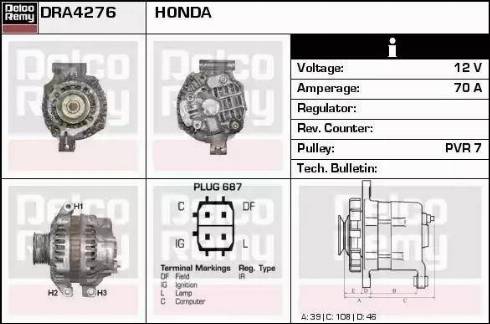 Remy DRA4276 - Ģenerators www.autospares.lv