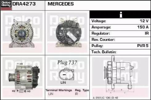 Remy DRA4273 - Генератор www.autospares.lv