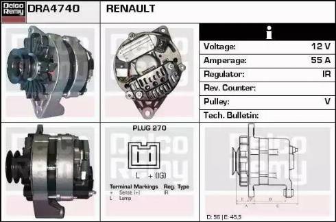 Remy DRA4740 - Генератор www.autospares.lv