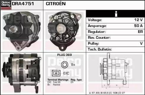 Remy DRA4751 - Генератор www.autospares.lv