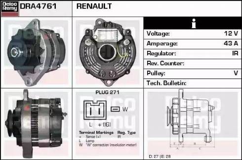 Remy DRA4761 - Генератор www.autospares.lv