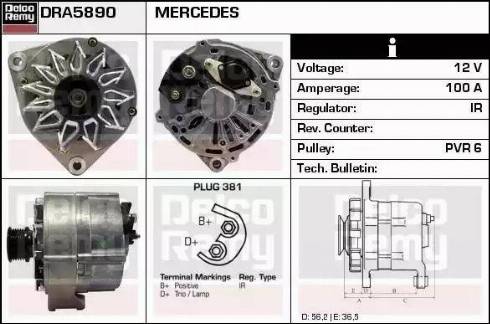 Remy DRA5890 - Генератор www.autospares.lv