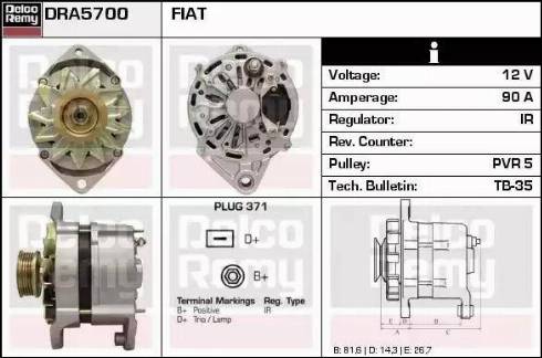 Remy DRA5700 - Генератор www.autospares.lv