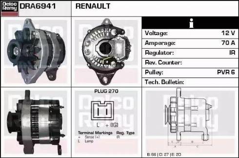 Remy DRA6941 - Генератор www.autospares.lv