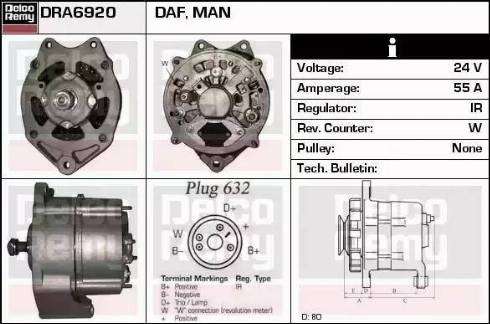 Remy DRA6920 - Генератор www.autospares.lv