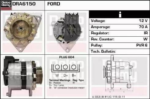 Remy DRA6150 - Генератор www.autospares.lv