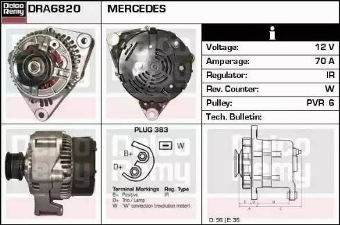 Remy DRA6820 - Генератор www.autospares.lv