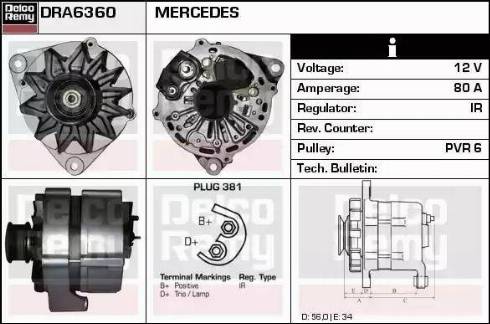 Remy DRA6360 - Генератор www.autospares.lv