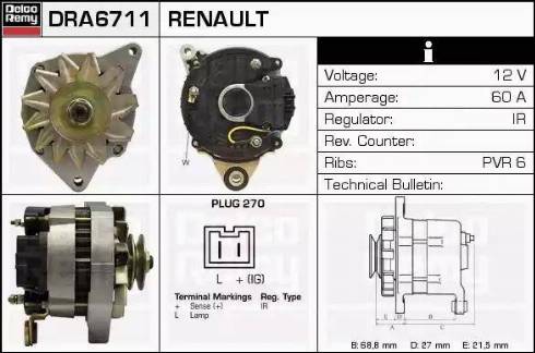 Remy DRA6711 - Генератор www.autospares.lv