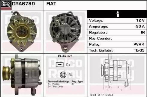 Remy DRA6780 - Генератор www.autospares.lv