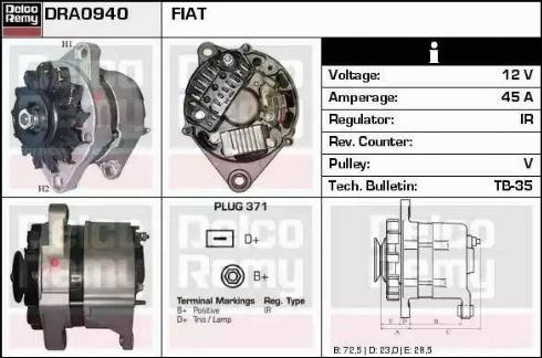 Remy DRA0940 - Генератор www.autospares.lv