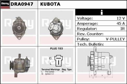 Remy DRA0947 - Генератор www.autospares.lv