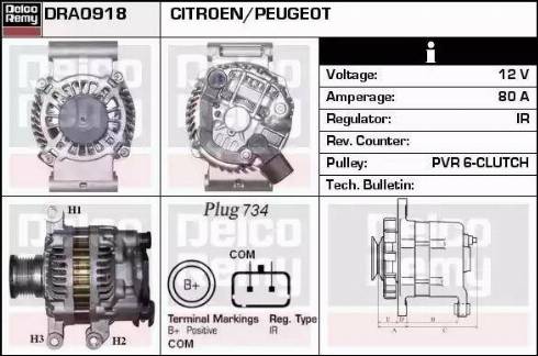 Remy DRA0918 - Генератор www.autospares.lv