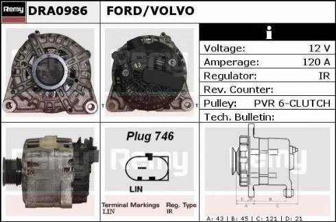 Remy DRA0986 - Генератор www.autospares.lv