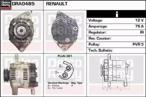 Remy DRA0485 - Генератор www.autospares.lv