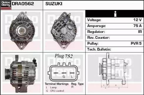 Remy DRA0562 - Генератор www.autospares.lv