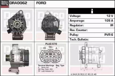 Remy DRA0062 - Alternator www.autospares.lv