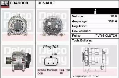 Remy DRA0008 - Alternator www.autospares.lv