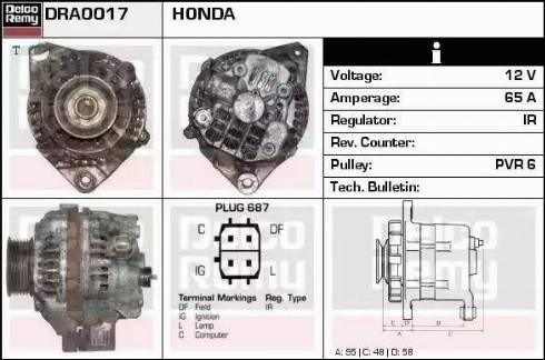 Remy DRA0017 - Генератор www.autospares.lv