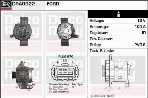 Remy DRA0022 - Alternator www.autospares.lv